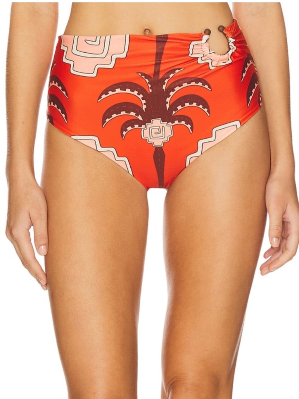 Johanna Ortiz Taita Bikini Bottom in Red, Wine & Pink size XL